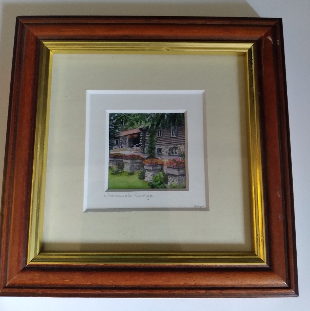 WONEWOK LODGE MINI PAINTING, SIGNED